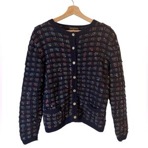 South Wool Hand-Knitted Cardigan Sweater Size M Pure Virgin Wool Made in Uruguay